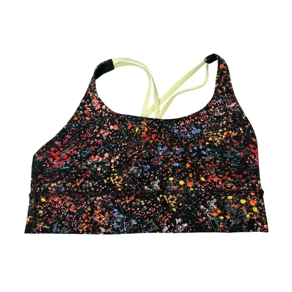 lululemon sports bra crossing straps, racerback, black rainbow speckled Size 10 - Picture 1 of 4